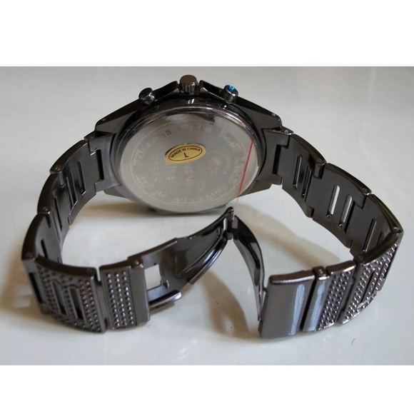 Men's Stone Hematite Finish World Map Dial Dressy Fashion Wrist watch - Picture 5 of 5